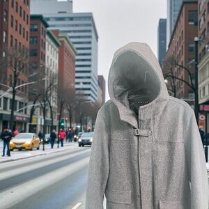 Sisley Charcoal Gray Hooded Coat